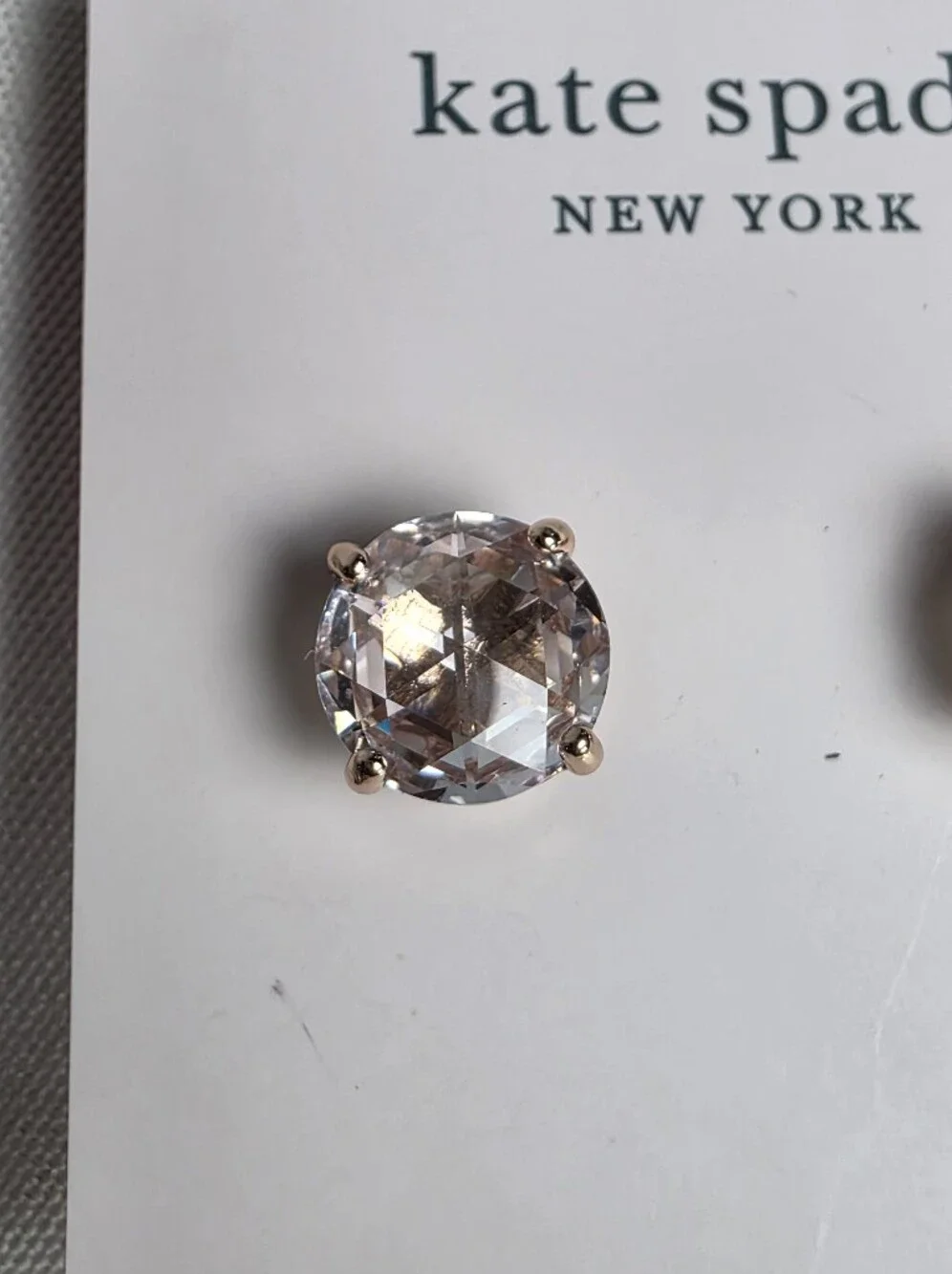 Kate Spade New York New Clear CZ Stud Earrings Rose Gold Tone